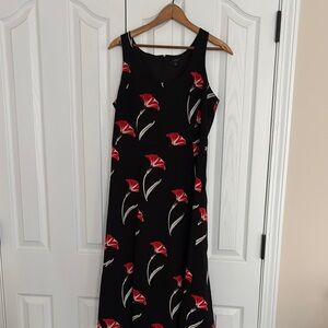 Ann Taylor Black and Red Sleeveless Maxi Sundress